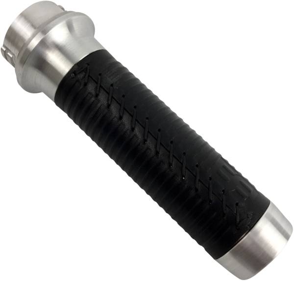 BRASS BALLS - LEATHER MOTO GRIPS NATURAL/BLACK RIBBED - Image 1