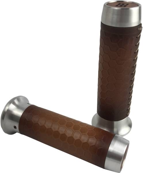 BRASS BALLS - LEATHER MOTO GRIPS NATURAL/TAN HONEYCOMB - Image 1