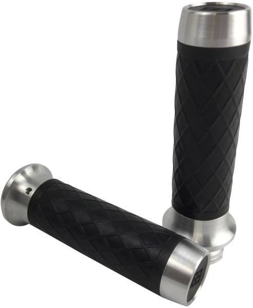 BRASS BALLS - LEATHER MOTO GRIPS NATURAL/BLACK DIAMOND - Image 1