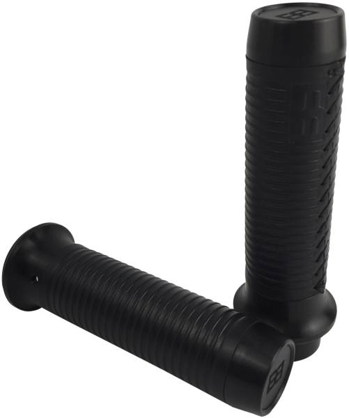 BRASS BALLS - LEATHER MOTO GRIPS BLACK/BLACK RIBBED - Image 1