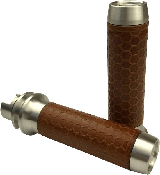 BRASS BALLS - LEATHER MOTO GRIPS NATURAL/TAN HONEYCOMB CHIEF - Image 1