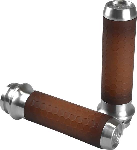 BRASS BALLS - LEATHER MOTO GRIPS NATURAL/TAN HONEYCOMB TBW - Image 1