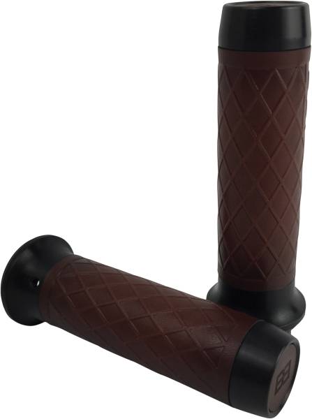 BRASS BALLS - LEATHER MOTO GRIPS BLACK/DARK BROWN TBW - Image 1