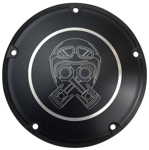 BRASS BALLS - PISTON HELMET DERBY COVER BLACK BIG TWIN - Image 1