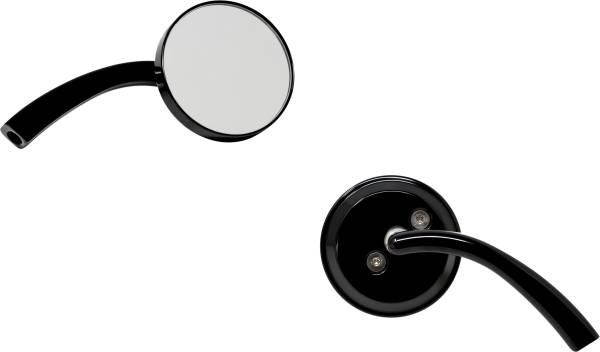 NOMADIC - BILLET ROUND MIRROR LEFT BLACK - Image 1