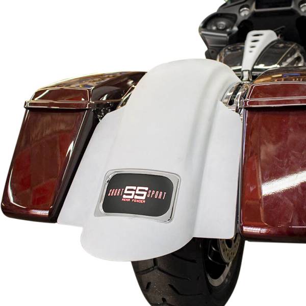 BAGGERNATION - SWOOP SHORT SPORT REAR FENDER W/CHROME PLATE FRAME - Image 1