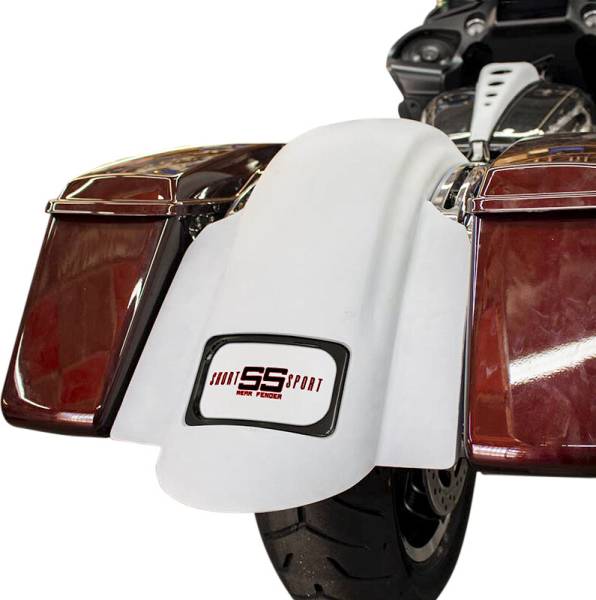 BAGGERNATION - SWOOP SHORT SPORT REAR FENDER W/BLACK PLATE FRAME - Image 1