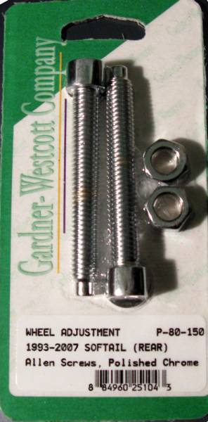 GARDNERWESTCOTT - REAR WHEEL ADJUSTMENT BOLTS 93-07 SOFTAIL MODELS REAR - Image 1