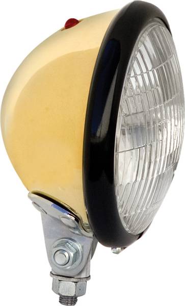 PAUGHCO - SOLID BRASS HEADLIGHT W/BLACK RING - Image 1