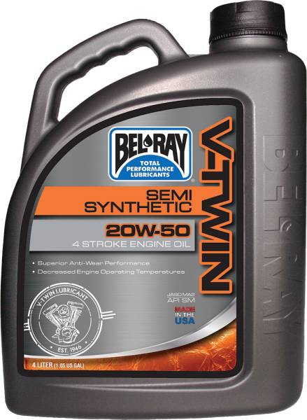 BEL-RAY - V-TWIN SEMI-SYNTHETIC ENGINE OIL 20W-50 4L - Image 1