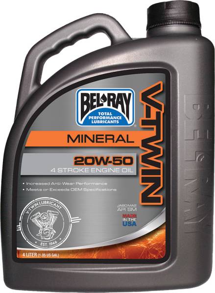 BEL-RAY - V-TWIN MINERAL ENGINE OIL 20W-50 4L - Image 1