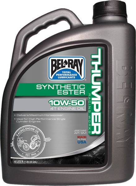 BEL-RAY - THUMPER SYNTHETIC ESTER 4T ENGINE OIL 10W-50 4L - Image 1