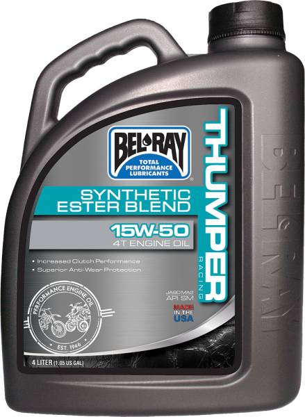 BEL-RAY - THUMPER SYNTHETIC ESTER BLEND 4T ENGINE OIL 15W-50 4L - Image 1