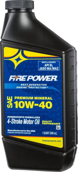 FIRE POWER - MINERAL 4-STROKE OIL 10W-40 QT 12/CASE - Image 1