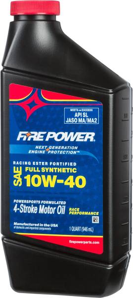 FIRE POWER - SYNTHETIC 4-STROKE OIL W/ESTER 10W-40 QT 12/CASE - Image 1