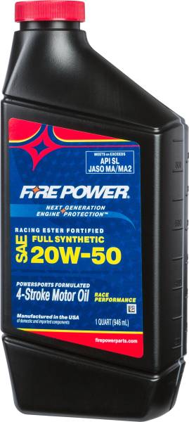 FIRE POWER - SYNTHETIC 4-STROKE OIL W/ESTER 20W-50 QT 12/CASE - Image 1