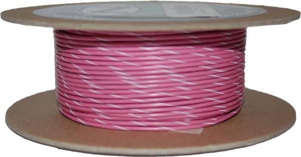 NAMZ CUSTOM CYCLE - #18-GAUGE PINK/WHITE STRIPE 100' SPOOL OF PRIMARY WIRE - Image 1