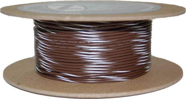 NAMZ CUSTOM CYCLE - #18-GAUGE BROWN/WHITE STRIPE 100' SPOOL OF PRIMARY WIRE - Image 1