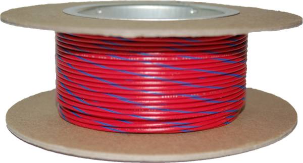 NAMZ CUSTOM CYCLE - #18-GAUGE RED/BLUE STRIPE 100' SPOOL OF PRIMARY WIRE - Image 1