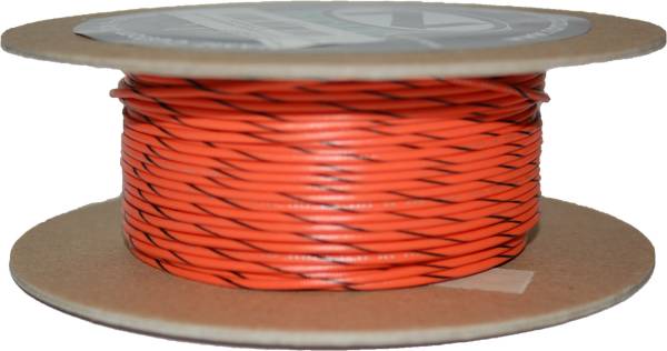 NAMZ CUSTOM CYCLE - #18-GAUGE ORANGE/BLACK STRIPE 100' SPOOL OF PRIMARY WIRE - Image 1