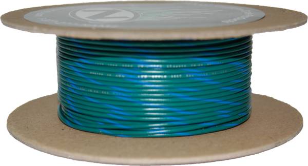 NAMZ CUSTOM CYCLE - #18-GAUGE GREEN/BLUE STRIPE 100' SPOOL OF PRIMARY WIRE - Image 1