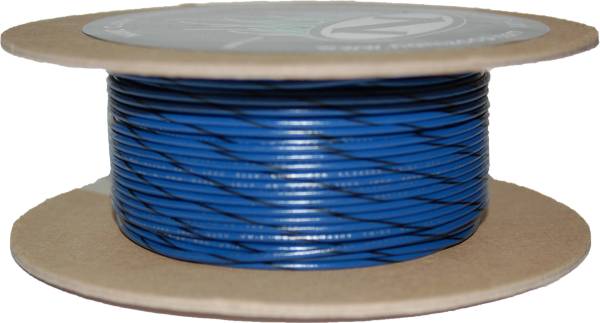 NAMZ CUSTOM CYCLE - #18-GAUGE BLUE/BLACK STRIPE 100' SPOOL OF PRIMARY WIRE - Image 1