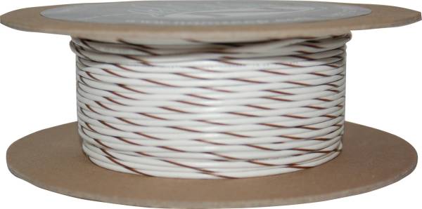 NAMZ CUSTOM CYCLE - #18-GAUGE WHITE/BROWN STRIPE 100' SPOOL OF PRIMARY WIRE - Image 1