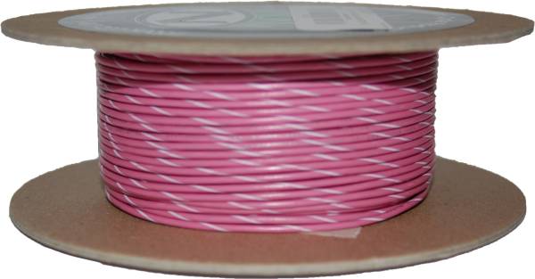 NAMZ CUSTOM CYCLE - 100' SPOOL 20-GAUGE WIRE (PINK/WHITE STRIPE) - Image 1