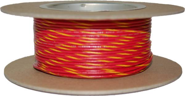 NAMZ CUSTOM CYCLE - 100' SPOOL 20-GAUGE WIRE (RED/YELLOW STRIPE) - Image 1