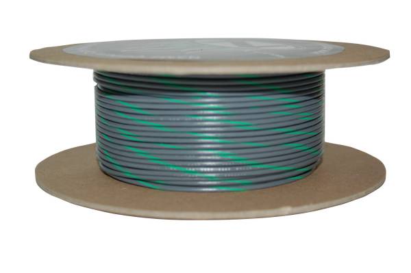 NAMZ CUSTOM CYCLE - 100' SPOOL 20-GAUGE WIRE (GRAY/GREEN STRIPE) - Image 1