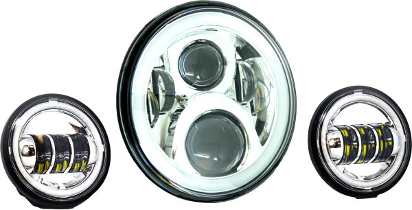 LETRIC LIGHTING CO - 7" LED HDLGT KIT CHR HALO W/ MNT ADAPTER - Image 1