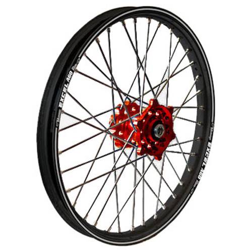 DUBYA - REAR WHEEL 1.60 X 14 RED HUB BLACK RIM - Image 1