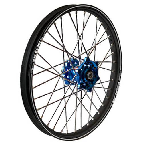 DUBYA - REAR WHEEL 1.60 X 14 BLUE HUB BLACK RIM - Image 1