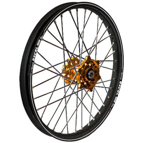 DUBYA - FRONT WHEEL 1.40 X 17 GOLD HUB BLACK RIM - Image 1