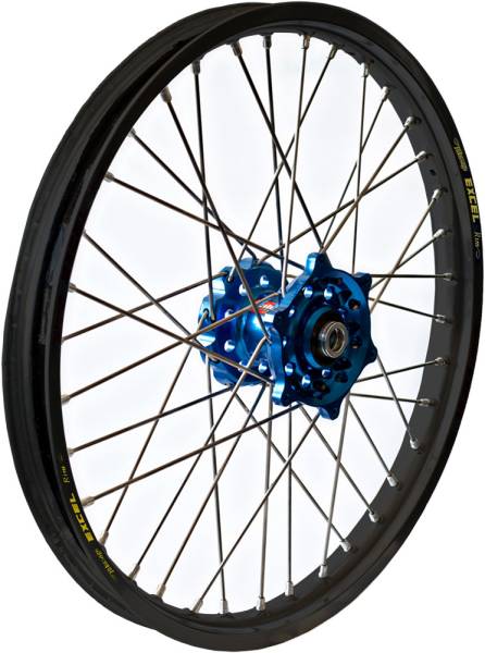 DUBYA - FRONT WHEEL 1.60 X 21 BLUE HUB BLACK RIM - Image 1