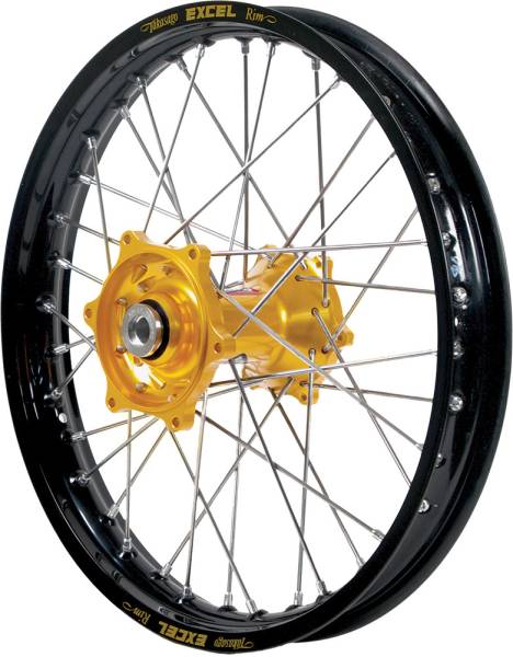 DUBYA - FRONT WHEEL 1.60 X 21 GOLD HUB BLACK RIM - Image 1