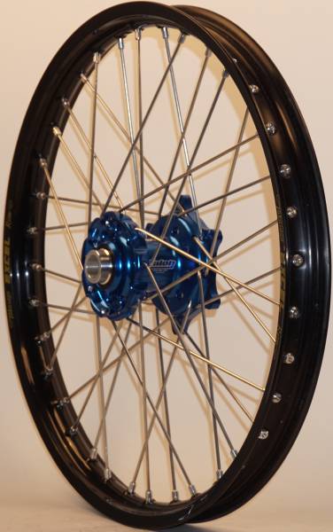 DUBYA - FRONT WHEEL 1.60 X 21 BLUE HUB BLACK RIM - Image 1