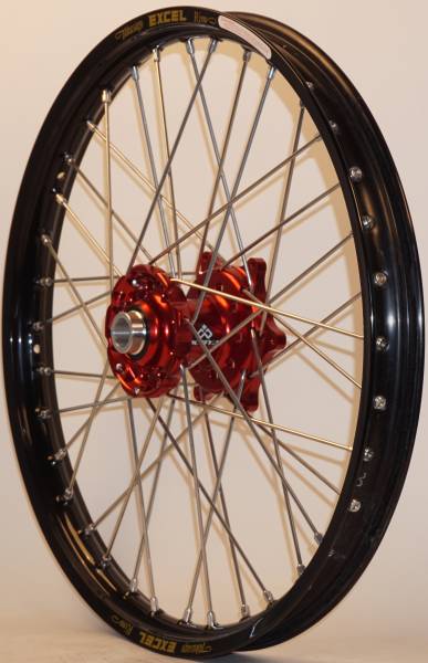 DUBYA - FRONT WHEEL 1.60 X 21 RED HUB BLACK RIM - Image 1