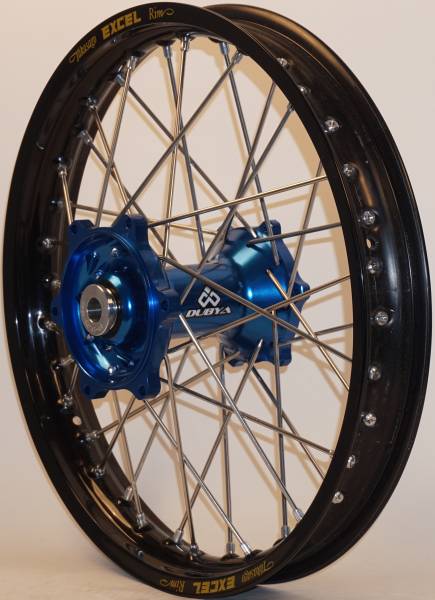 DUBYA - REAR WHEEL 2.15 X 18 BLUE HUB BLACK RIM - Image 1