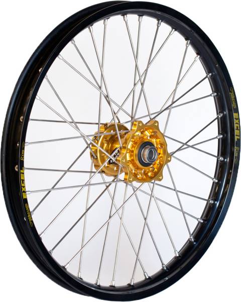 DUBYA - FRONT WHEEL 1.60 X 21 GOLD HUB BLACK RIM - Image 1