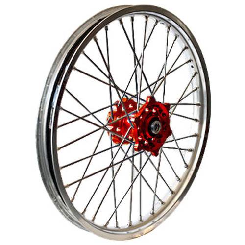 DUBYA - FRONT WHEEL 1.60 X 21 RED HUB SILVER RIM - Image 1