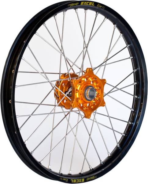 DUBYA - FRONT WHEEL 1.40 X 17 ORANGE HUB BLACK RIM - Image 1