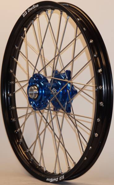 DUBYA - FRONT WHEEL 1.60 X 21 BLUE HUB BLACK RIM - Image 1