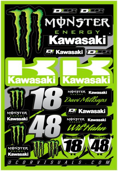 D-COR - TEAM MONSTER DECAL SHEET KAWASAKI 12ML - Image 1