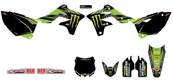 D-COR - KXF 250 MONSTER COMPLETE GRAPHIC KIT BLACK - Image 1