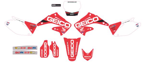 D-COR - COMPLETE KIT 19 GEICO HONDA CR 125/250 WHITE BG - Image 1