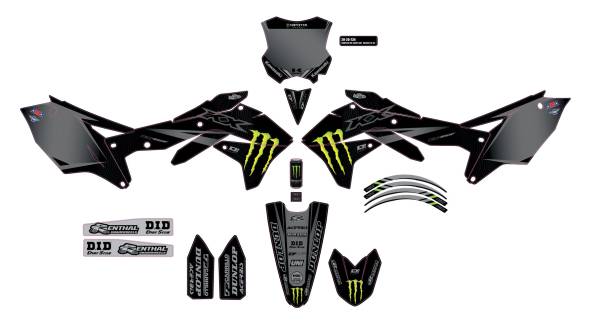 D-COR - MONSTER MEK LIGHTS OUT KXF 450 '16-18 COMPLETE GRAPHIC KIT - Image 1