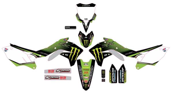 D-COR - COMPLETE KIT 19 MONSTER KAW KXF 450 WHITE BG - Image 1