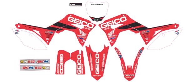 D-COR - COMPLETE KIT 19 GEICO HONDA CRF 450 WHITE BG - Image 1