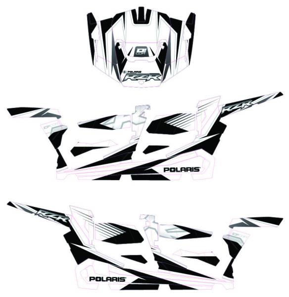 D-COR - POL RZR4 COMPLETE GRAPHIC KIT WHITE/BLACK/SILVER - Image 1